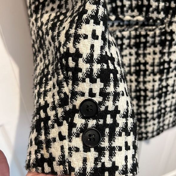 Sterling Stall Sport‎ Wool Blend Leather Collar Black/White Blazer Size 14P - Picture 7 of 16